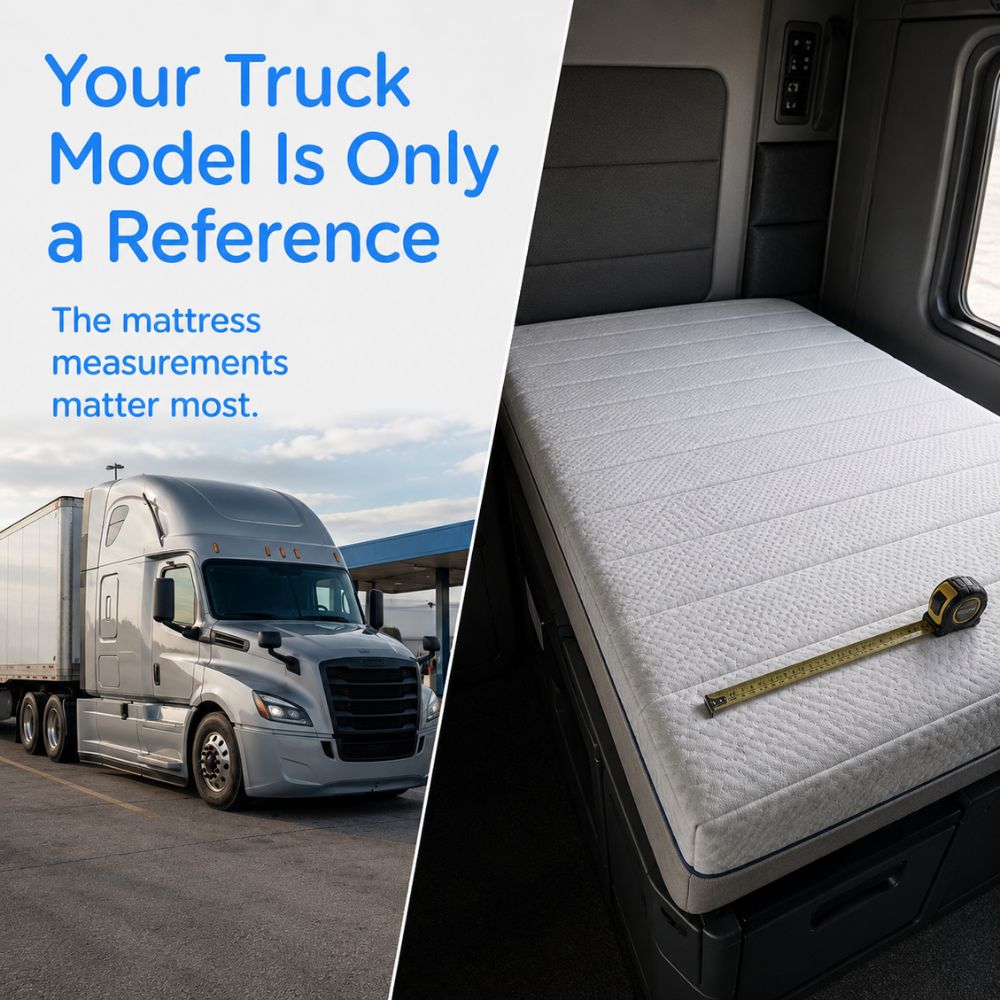 Truck model is reference only; real mattress dimensions determine fitted sheet size