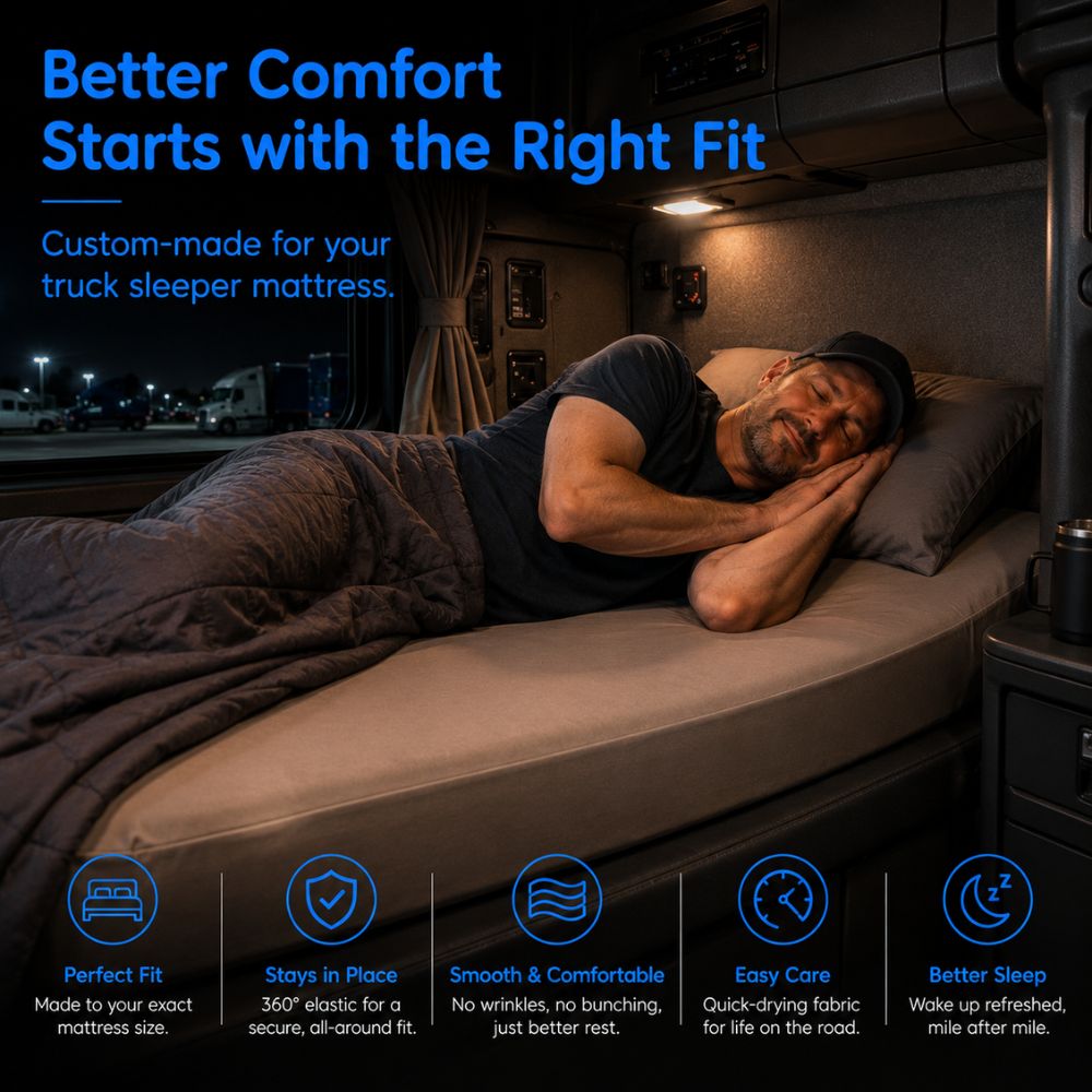 Comfortable final truck sleeper setup with properly fitted custom sheet